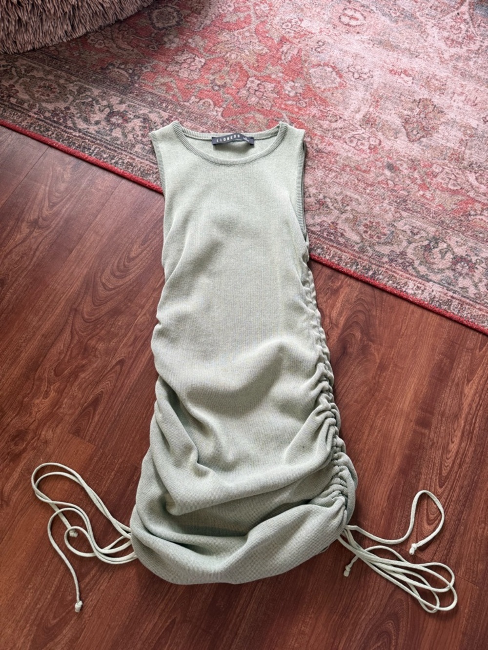 Lioness Sage Green Ruched Mini Dress